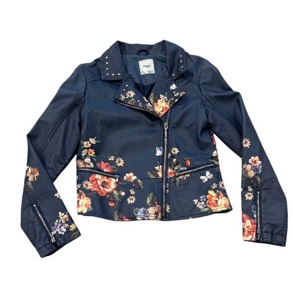Mayoral Other - MAYORAL***Floral Navy Pleather Jacket***Size 14 EUC